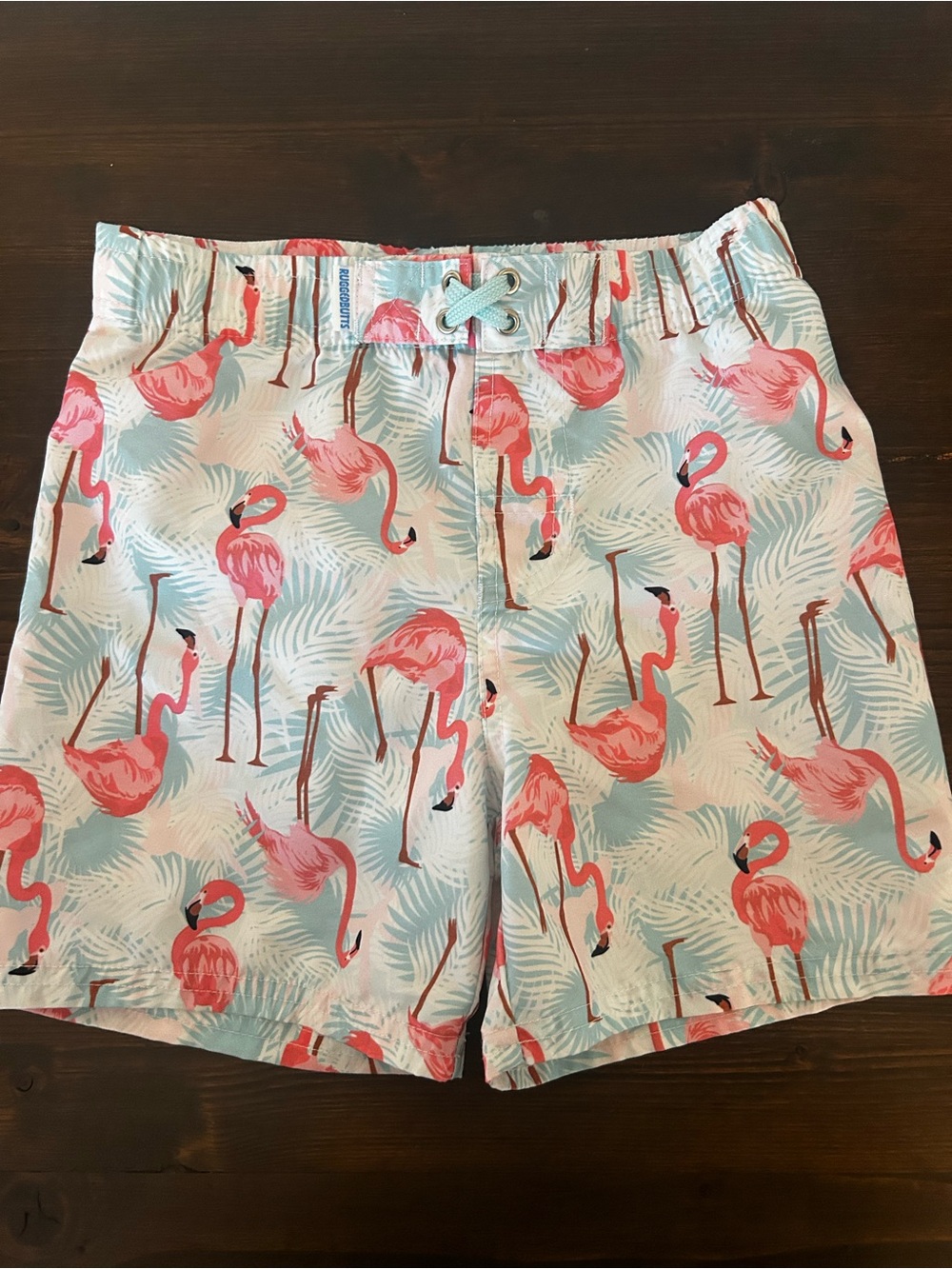 Kids' Flamingo Print Swim Trunks - Pink & Aqua